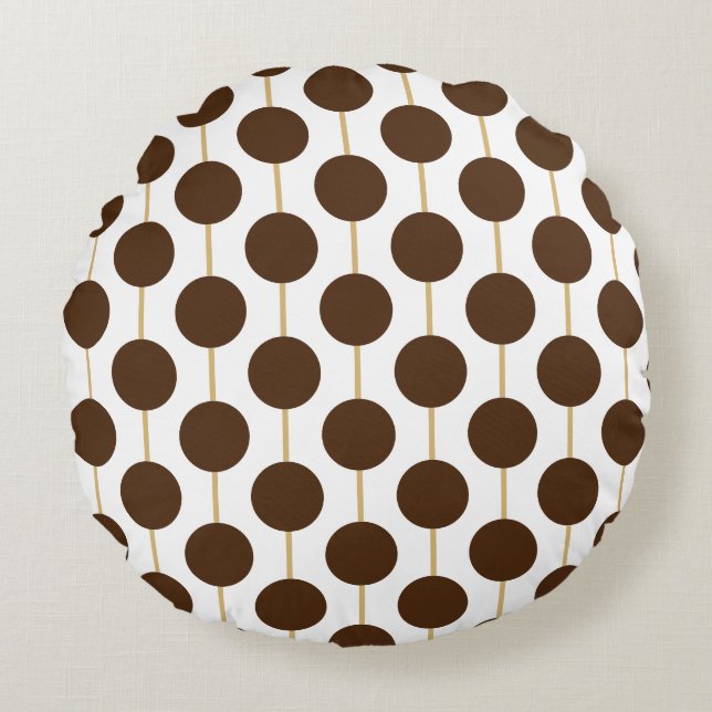 Brown Polka dots Rund Kudde (Framsidan)