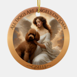 Brown Pudel Angel Personlig Memorial Julgransprydnad Keramik