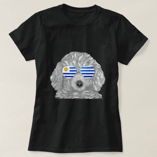 Brown Pudel Hund Uruguay Sunglasses T Shirt (Design framsida)