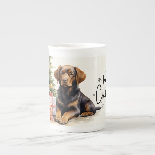 Brown Puppy God jul Benporslin Mugg (Framsidan)