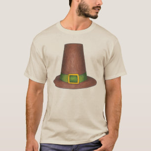 Brown Puritan Pilgrim Hat Happy thanksgiving T Shirt