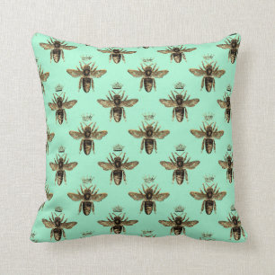 Brown Queen Bees på Mint-Grönten Kudde