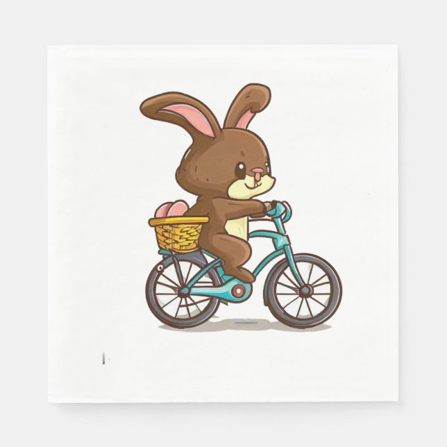 Brown Rabbit Riding Bicycle Pappersservett (Framsidan)