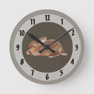 Brown Rabbit Rund Klocka
