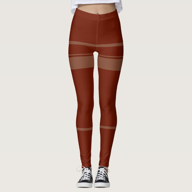 Brown Rand Art Mönster Leggings (Framsida)
