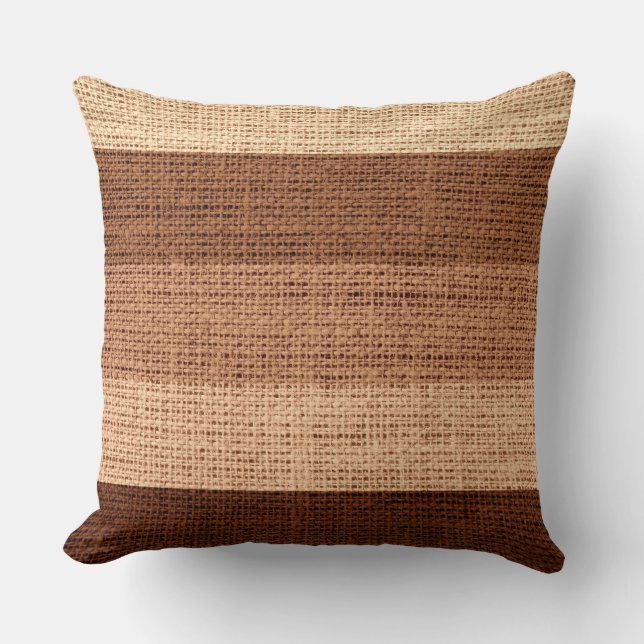 Brown Rand Burlap Linen Rustic Jute Kudde (Framsida)
