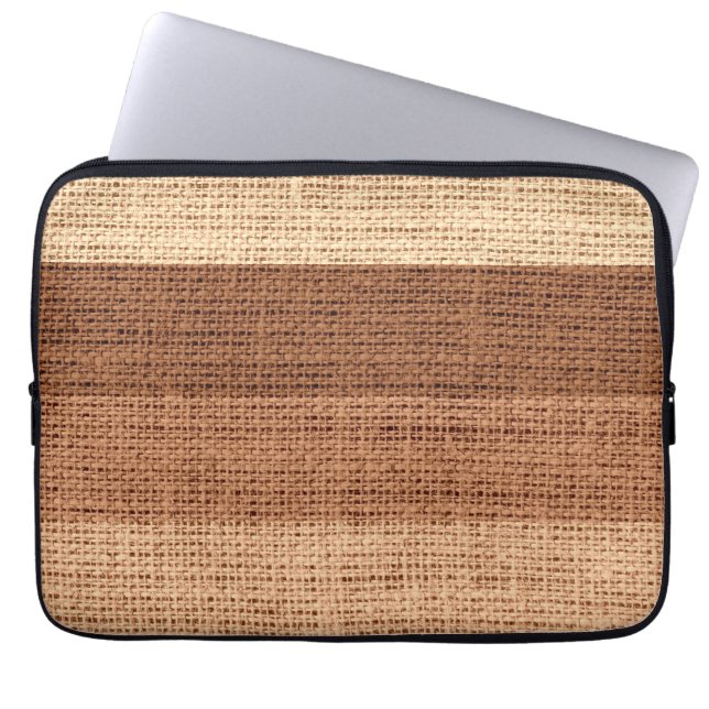 Brown Rand Burlap Rustic Jute Laptop Sleeve (Framsidan)
