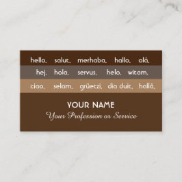 Brown rand internationell språk hej visitkort