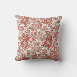 Brown Raspberry Paisley Pillow Kudde