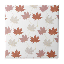 Brown Red Autumn Blommigt Löv Y2K Mönster Kakelplatta