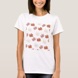 Brown Red Autumn Blommigt Löv Y2K Mönster T Shirt