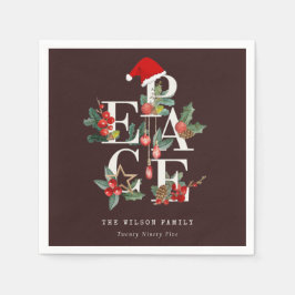 Brown Red Grönt White Peace-julhelgen Pappersservett