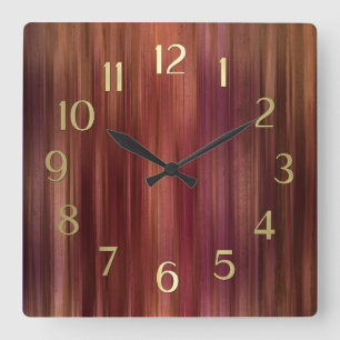 Brown Red Rosa Rand Fyrkantig Klocka