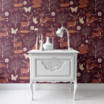 Brown Reindeer Animals Mönster Peel & Stick