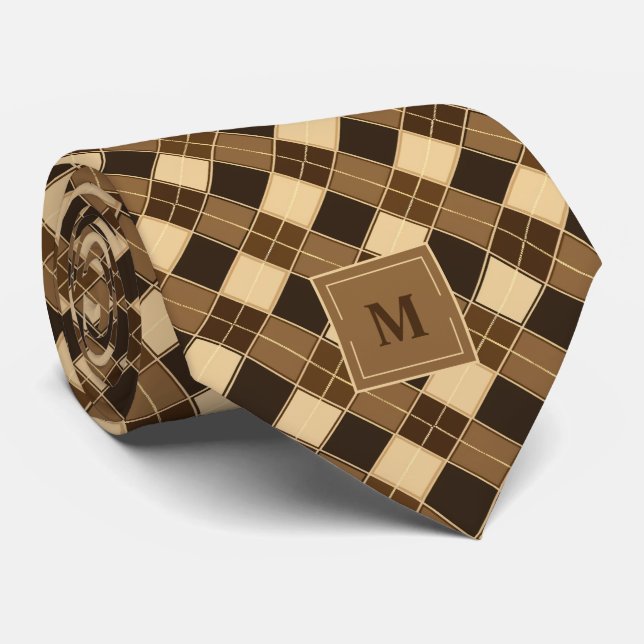 Brown Retro Argyle Monogrammed Slips (Rullad)