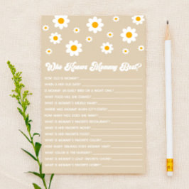Brown Retro-Daisy som känner till Mamma Baby Showe Brevpapper