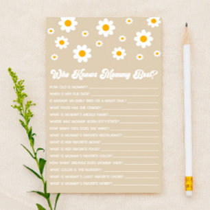 Brown Retro-Daisy som känner till Mamma Baby Showe Brevpapper