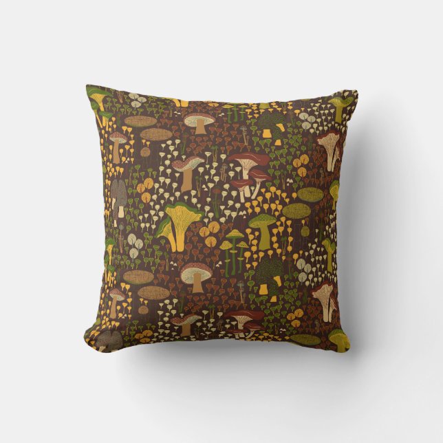 Brown Retro Mushroom Kudde (Framsida)
