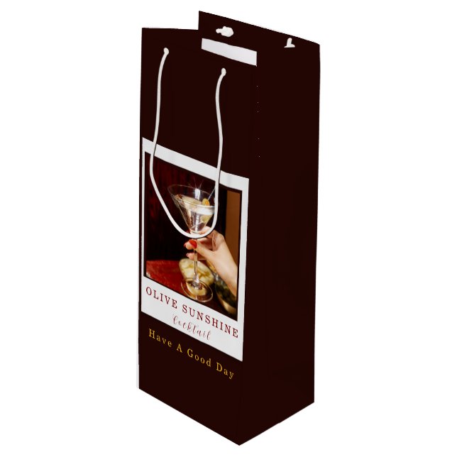 Brown Retro Olive Sunshine Cocktail Gift Bag (Framsidan Vinklad)