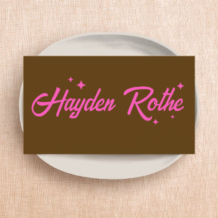 Brown Retro Typography Stars Visitkort