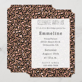 Brown Ro Guld Leopard Inbjudningar