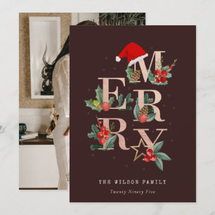Brown Ro Guld Red God jul Foliage Photo Julkort