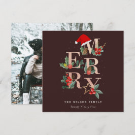 Brown Ro Guld Red God jul Foliage Photo Julkort