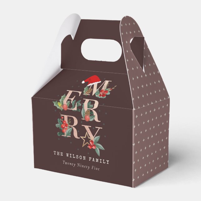 Brown Ro Guld Red Grönt God jul Foliage Presentaskar (Framsidan Sidan)