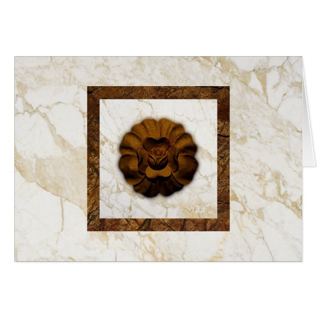 Brown Ro på Faux Marble Hälsningskort (Framsidan Horizontal)