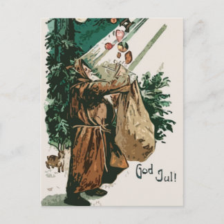 Brown Robe Santa Claus Christmas Helg Vykort