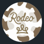 Brown Rodeo Princess Land Westerna Tiara Krona Runt Klistermärke<br><div class="desc">Rodeo Princess Land Western Tiara Krona Rosa Stickers. (rosan kan ändras till vilken färg som helst)</div>