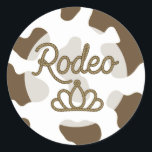 Brown Rodeo Queen Land Westerna Tiara Krona Runt Klistermärke<br><div class="desc">Brown Rodeo Queen Land Westerna Tiara Krona Stickers.</div>