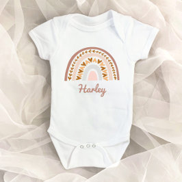 Brown Rosa Boho Rainbow Anpassat namn Monogram T Shirt