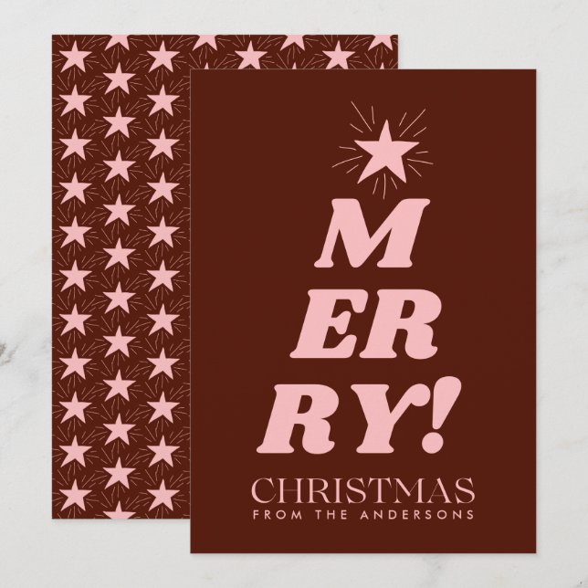 Brown & Rosa God jul non Photo Julkort (Fram/baksida)