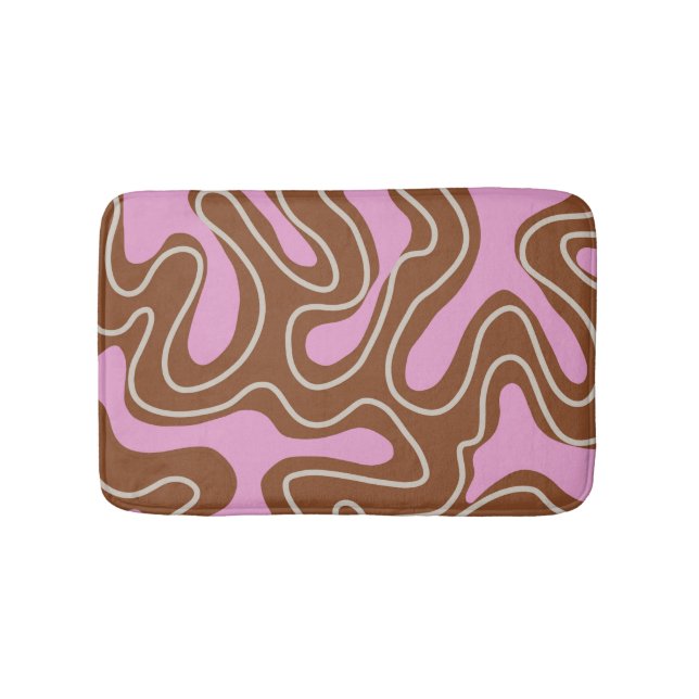 Brown Rosa Marble Boho Groovy Liquid Swirl Mönster Badrumsmatta (Framsidan)