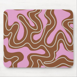 Brown Rosa Marble Boho Groovy Liquid Swirl Mönster Musmatta