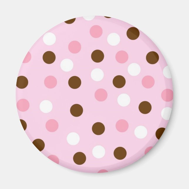 Brown & Rosa Polka dots Magnet (Framsidan)