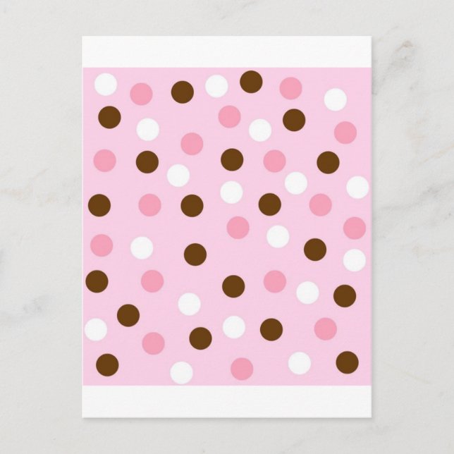 Brown & Rosa Polka dots Vykort (Framsida)