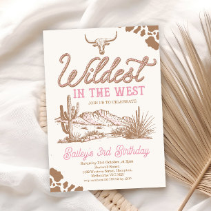 Brown Rosa Vilda western Wildest i Västern Birthda Inbjudningar