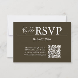 Brown RSVP QR Code Card for Modern Wedding OSA Kort