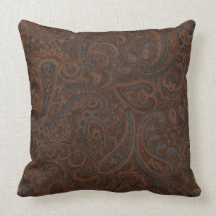 Brown & Rust Red Ornate Blommigt Paisley Mönster Kudde