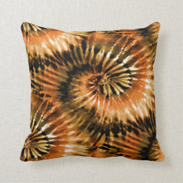 Brown & Rust Tie Dye Starburst Spiral Retro Kudde