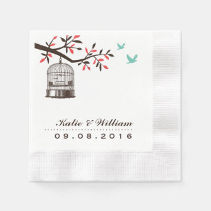 Brown Rustic Bird Cage Bröllop Pappra Napkins Pappersservett