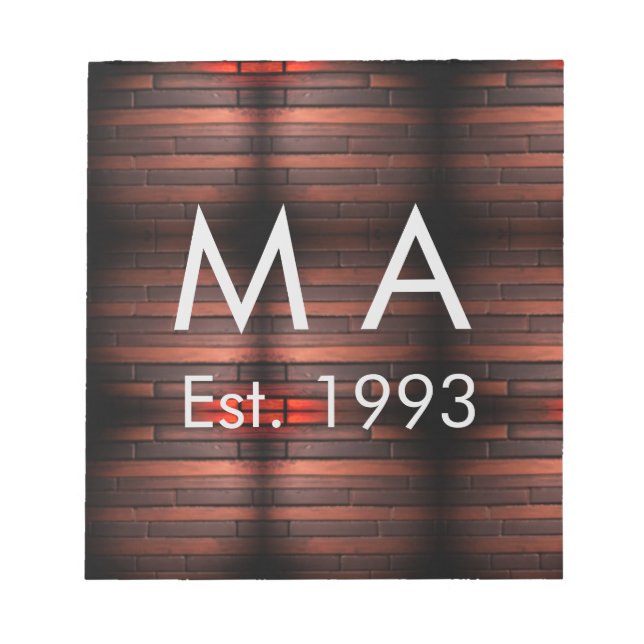 Brown rustic brick stone add name letter year date anteckningsblock (Framsida)