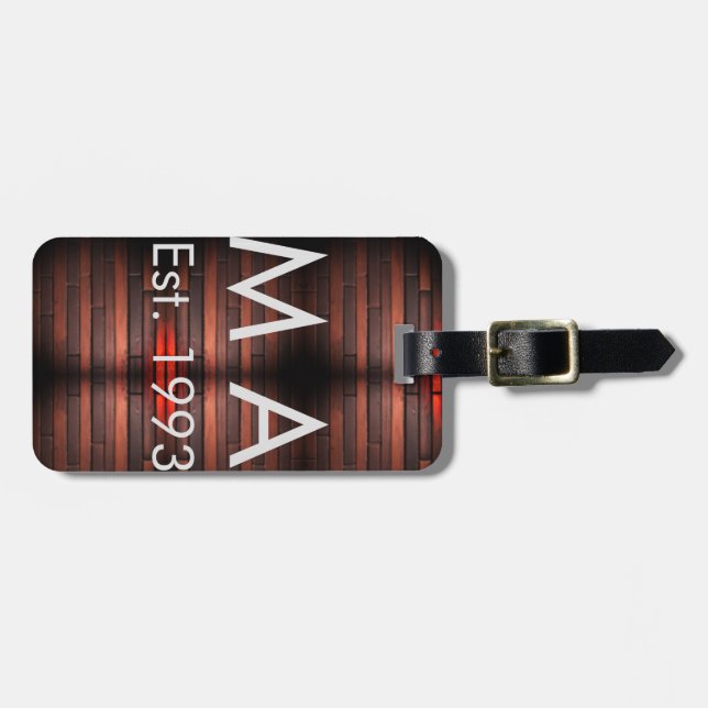 Brown rustic brick stone add name letter year date bagagebricka (Horisontell Framsida)