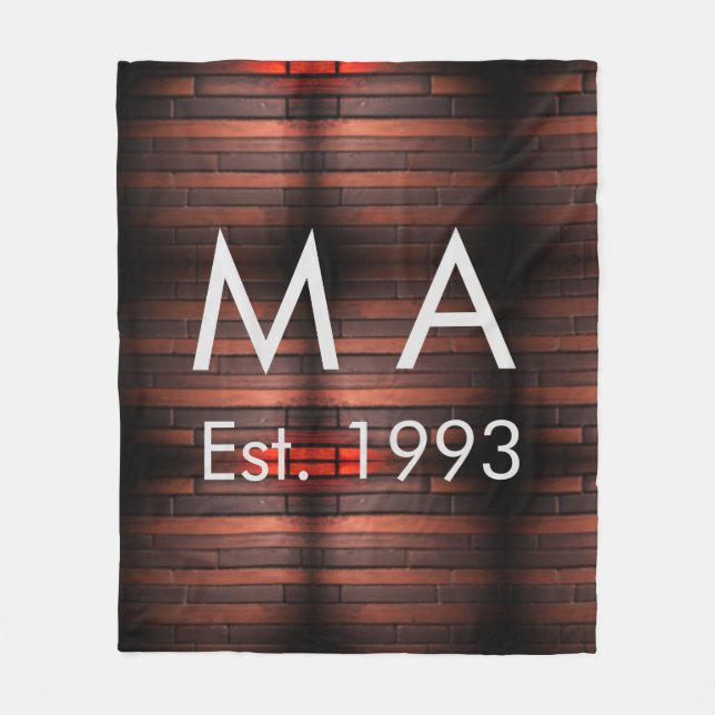 Brown rustic brick stone add name letter year date fleecefilt (Framsidan)