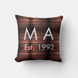 Brown rustic brick stone add name letter year date kudde