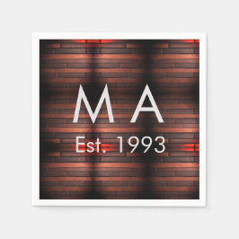 Brown rustic brick stone add name letter year date pappersservett