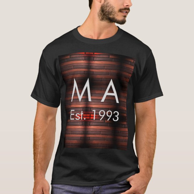 Brown rustic brick stone add name letter year date t shirt (Framsida)
