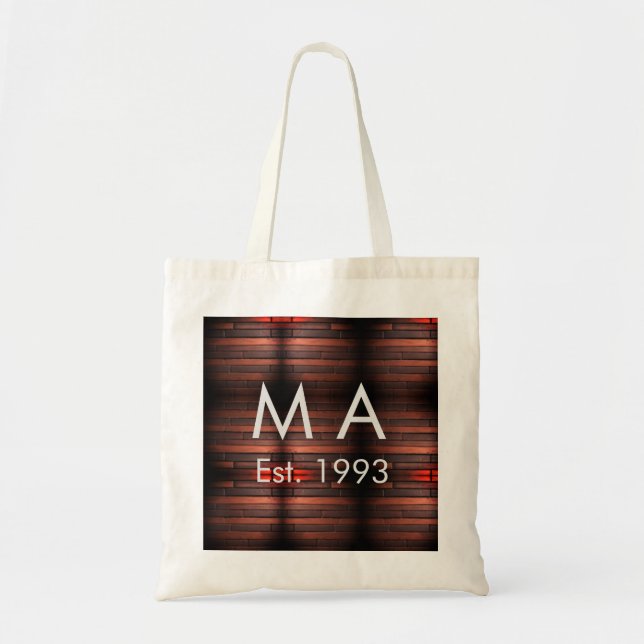 Brown rustic brick stone add name letter year date tygkasse (Framsidan)